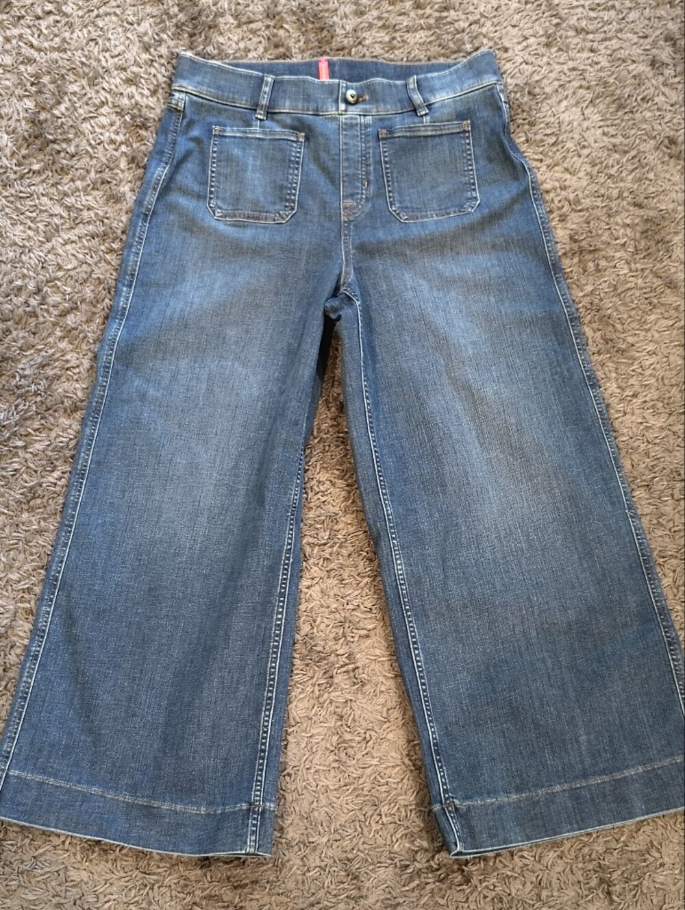 SPANX Denim Wide Leg Cropped Jeans -Size L - Like New